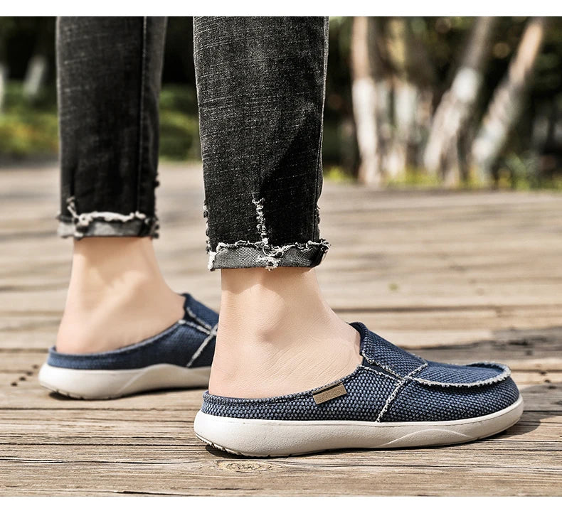 Summer Denim Canvas Men Breathable Casual Shoes Outdoor Non-Slip Sneakers Comfortable Driving Shoes Men's Loafers Big Size 39-47