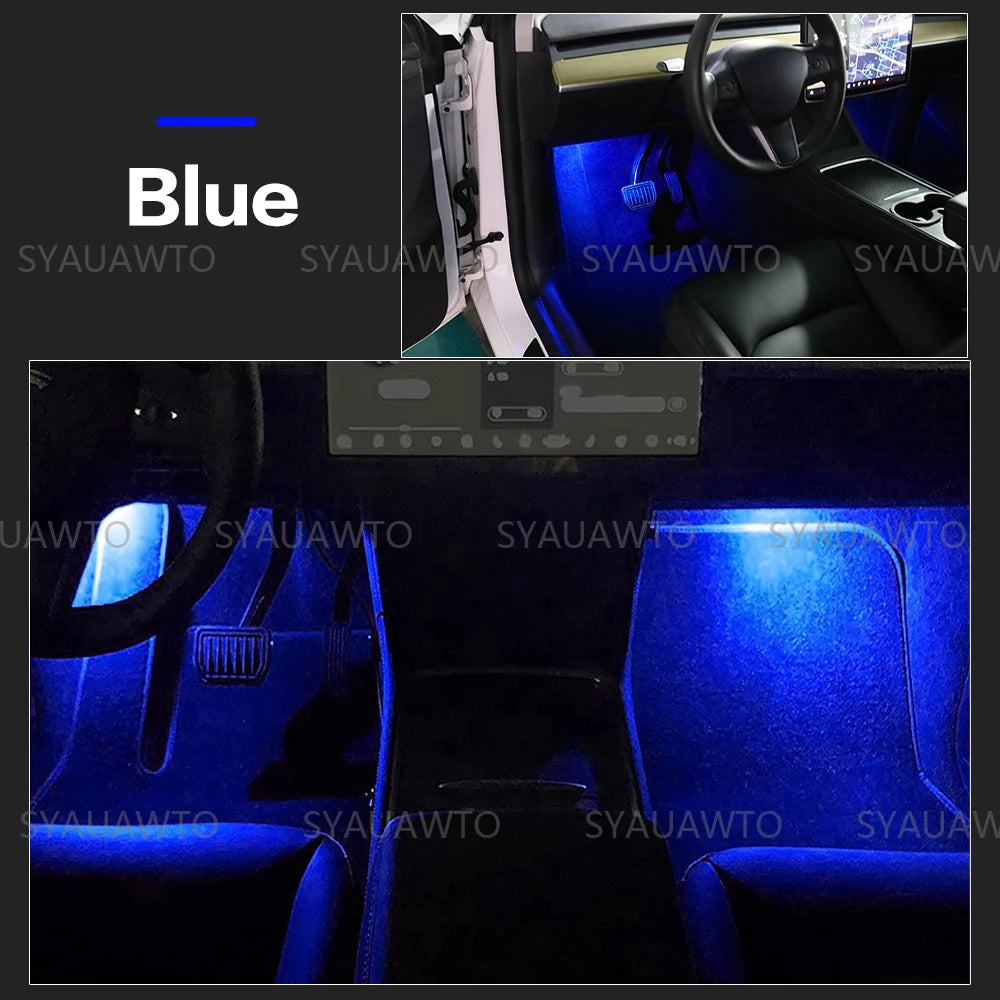 For TESLA Model 3 X Y S 2018 - 2023 LED Car RGB Footwell Lamp Atmosphere Light Interior Decorative Lighting Bulb Accessories