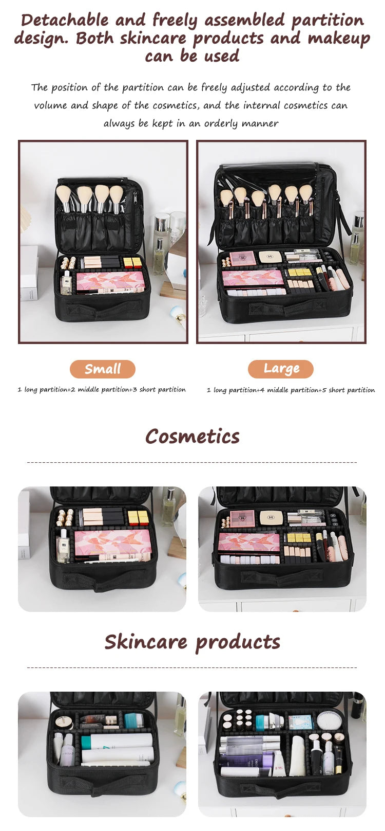 Professional Cosmetic Bag for Women Leather Cosmetic Bags Waterproof Oxford Large Capacity Travel Makeup Case for Makeup Artist