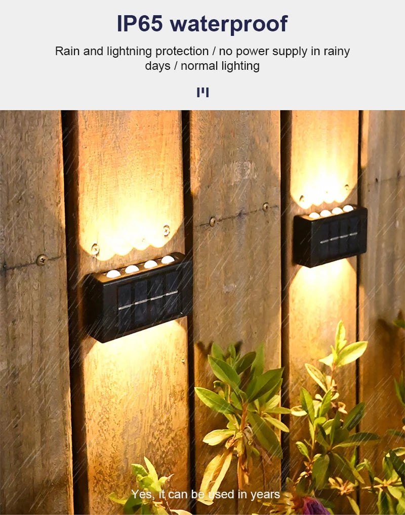 8/10/12/16LED Solar LED Light Waterproof Garden Decor Lamps For Balcony Yard Street Landscape Wall Light Outdoor Solar Lamp