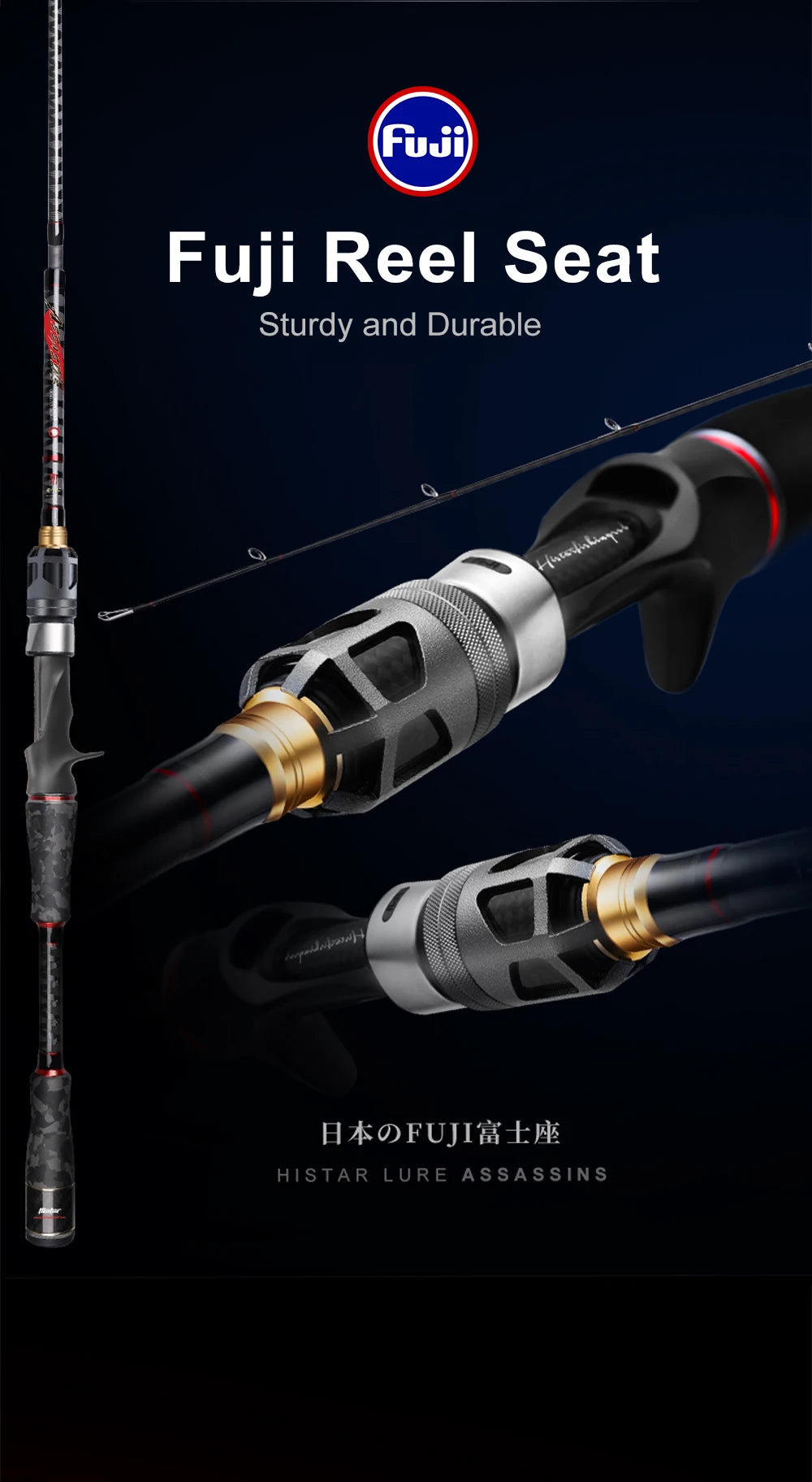 Histar Assassins 4 Sections Portable DKK-SIC Guide Fuji Seat Fast Action 1.68m-2.44m High Carbon Sping&Caster Travel Fishing Rod