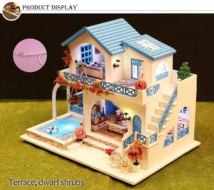 DIY Dollhouse Wooden doll Houses Miniature Doll House Furniture Kit Casa Music Led Toys for Children Birthday Gift