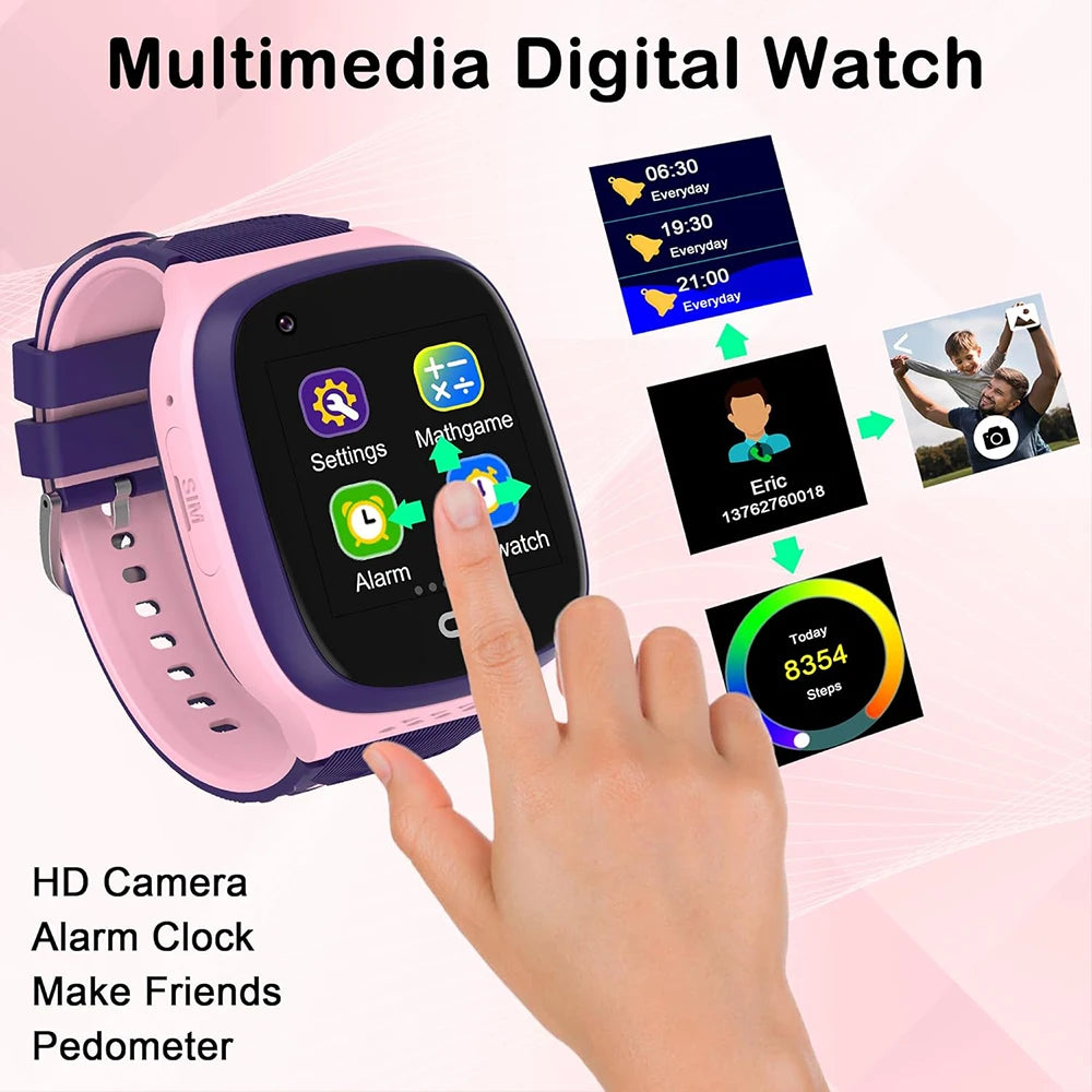 4G Kids Smart Watch Video Call Phone Watch Waterproof Monitor GPS SOS SIM Location Monitor Children Boy Girl Smartwatch Gifts