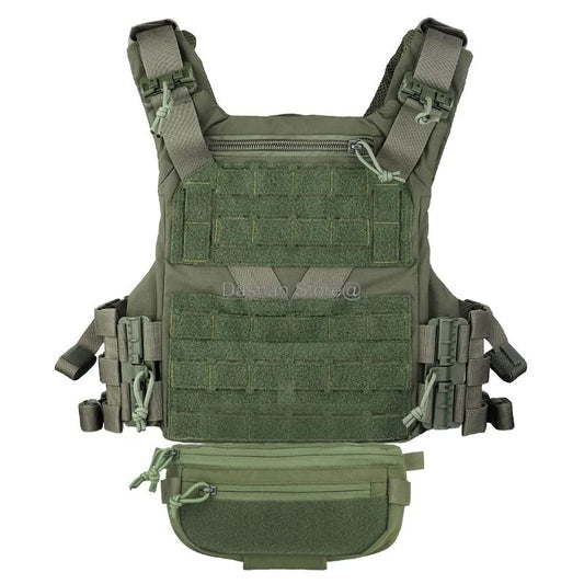 Tactical Vest K19 Plate Carrier with Drop Pouch MOLLE Quick Release Fast Adjust Cummerbund CS Airsoft Agilite Style Combat Gear