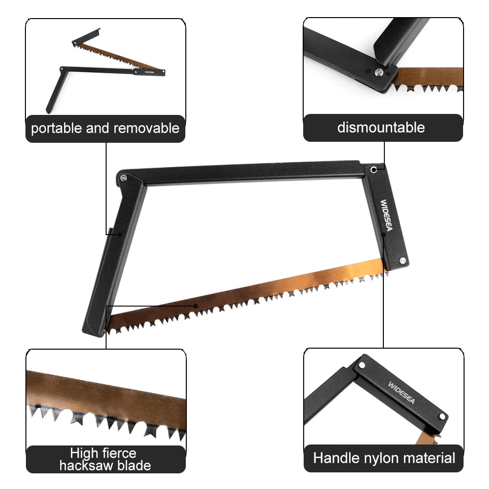 Widesea Folding Saw Camping Portable 32cm Manganese Hacksaw Blade With Storage Foldable Logging Outdoor Tools For Wood Branches