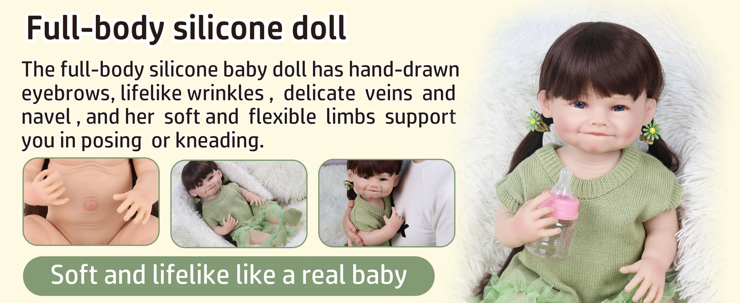 Baby Girl Doll 55cm 22 Inch Realistic Princess Toddler Bath Toy Birthday Gift Lifelike Reborn Dolls Full Silicone Baby