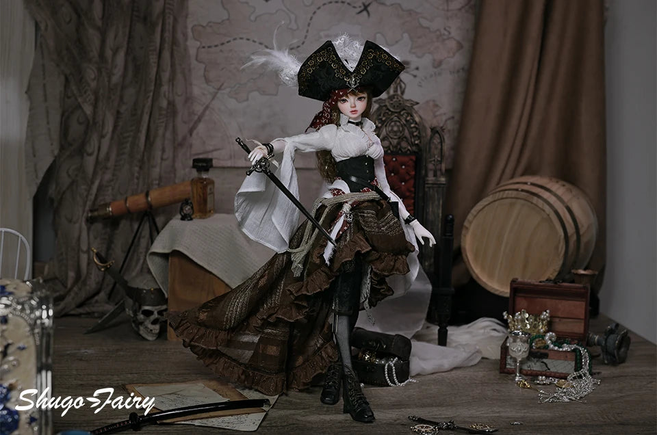 ShugaFairy Lynn Bjd Doll 1/4 Bariy Body  Middle Ages Sea Warrior Pirate Captain Moveable Joints Full Set FashionDoll