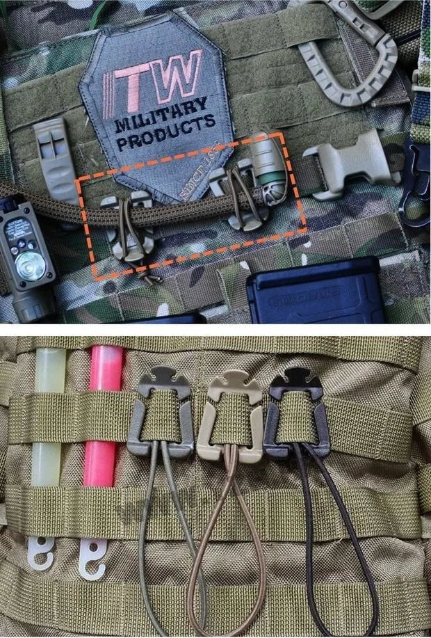 10pcs Molle Attachment Clips Molle Web Dominators Elastic Strap Tactical Gear for Outdoor Hydration Tube Backpack Management