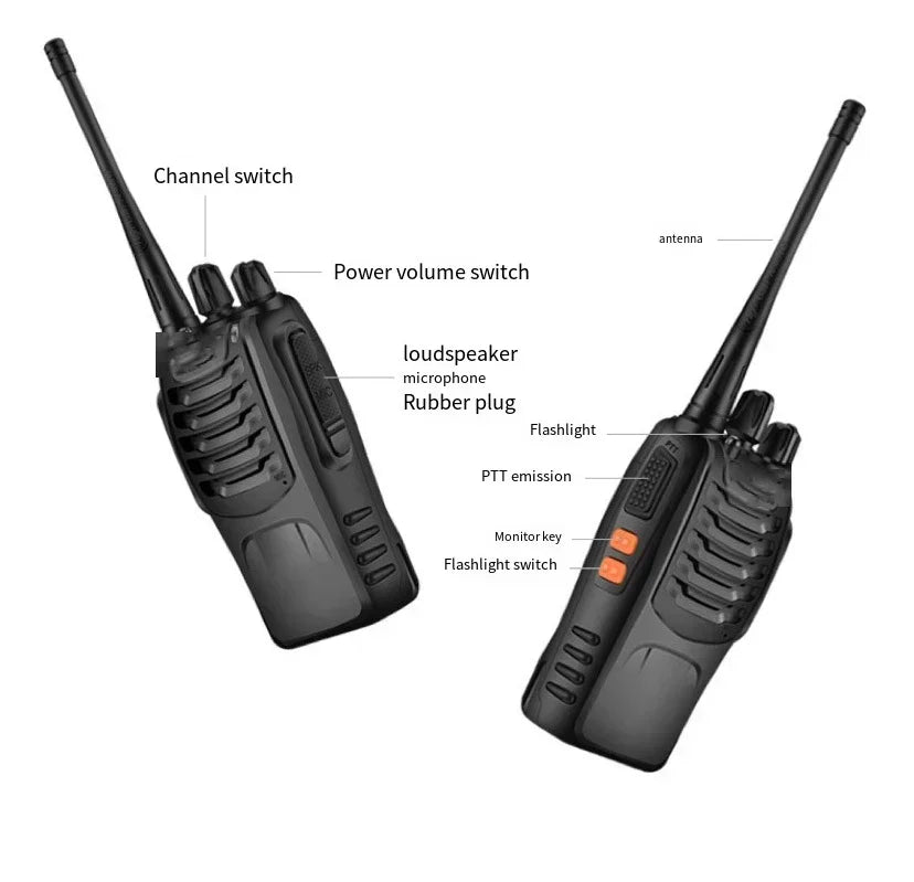 5-10km Talkie Long Range Two-way Radio ultra-long standby time Waterproof Walkie BF-888S UHF 400-470MHz 16CH VOX with Cha