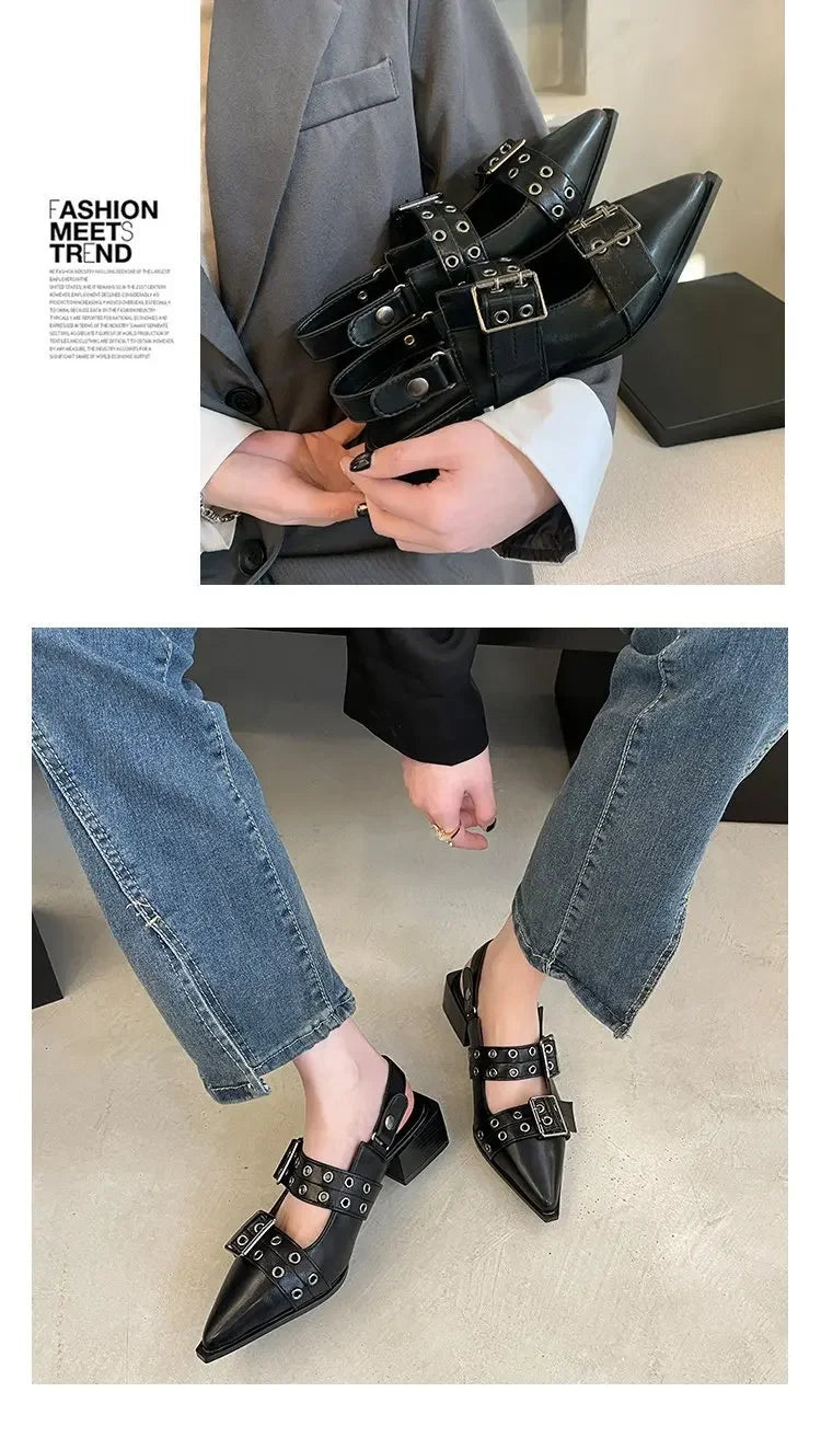 2024women's sandals summer  Ballet flats women Pointed rivet single shoe Platform Women Sandals zapatos de mujer tendencia