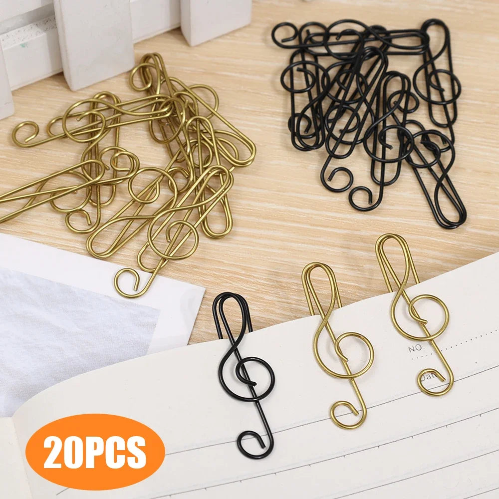 20Pcs Creative Music Paper Clips Musical Notes Paper Clip Holder Clamps Bookmark Office School Stationary Students Gift