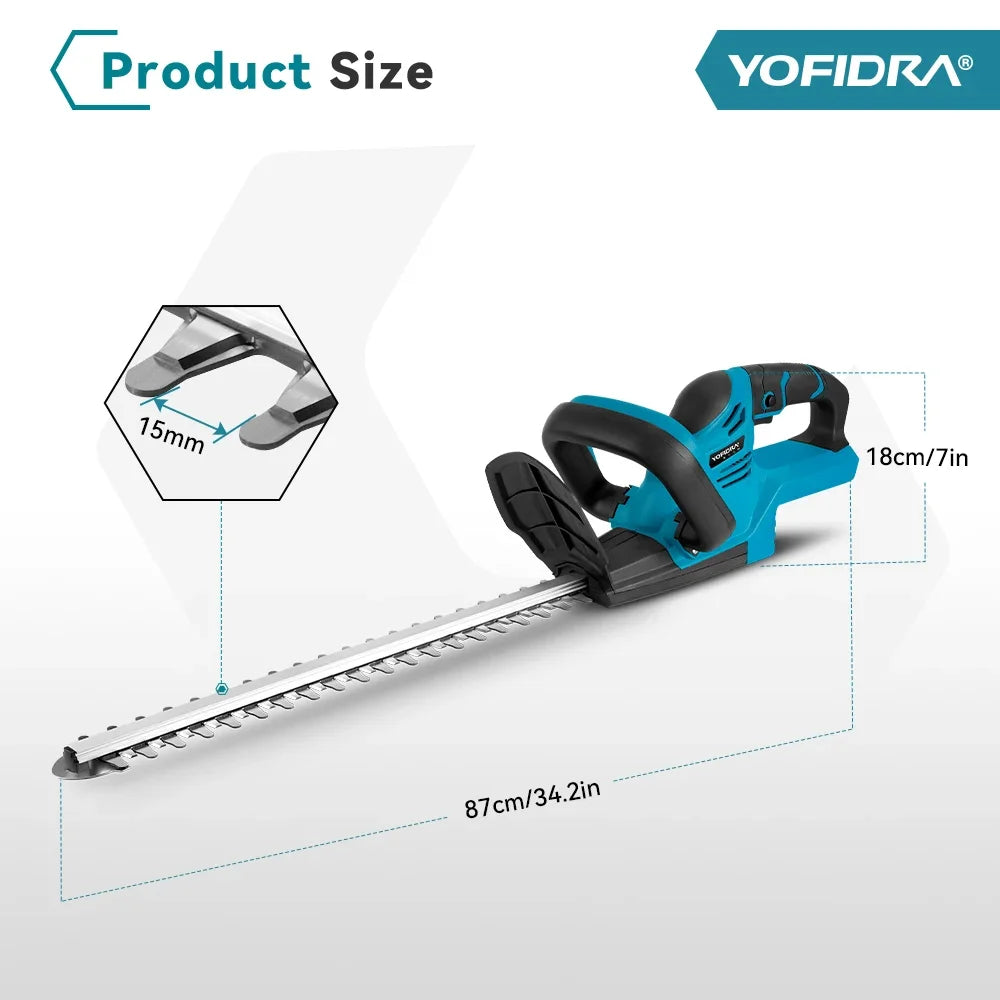 YOFIDRA 2000W Electric Hedge Trimmer 15000 RPM Lawn Mower Garden Landscaping Hedge Pruner Trimmer Tool For Makita 18V Battery