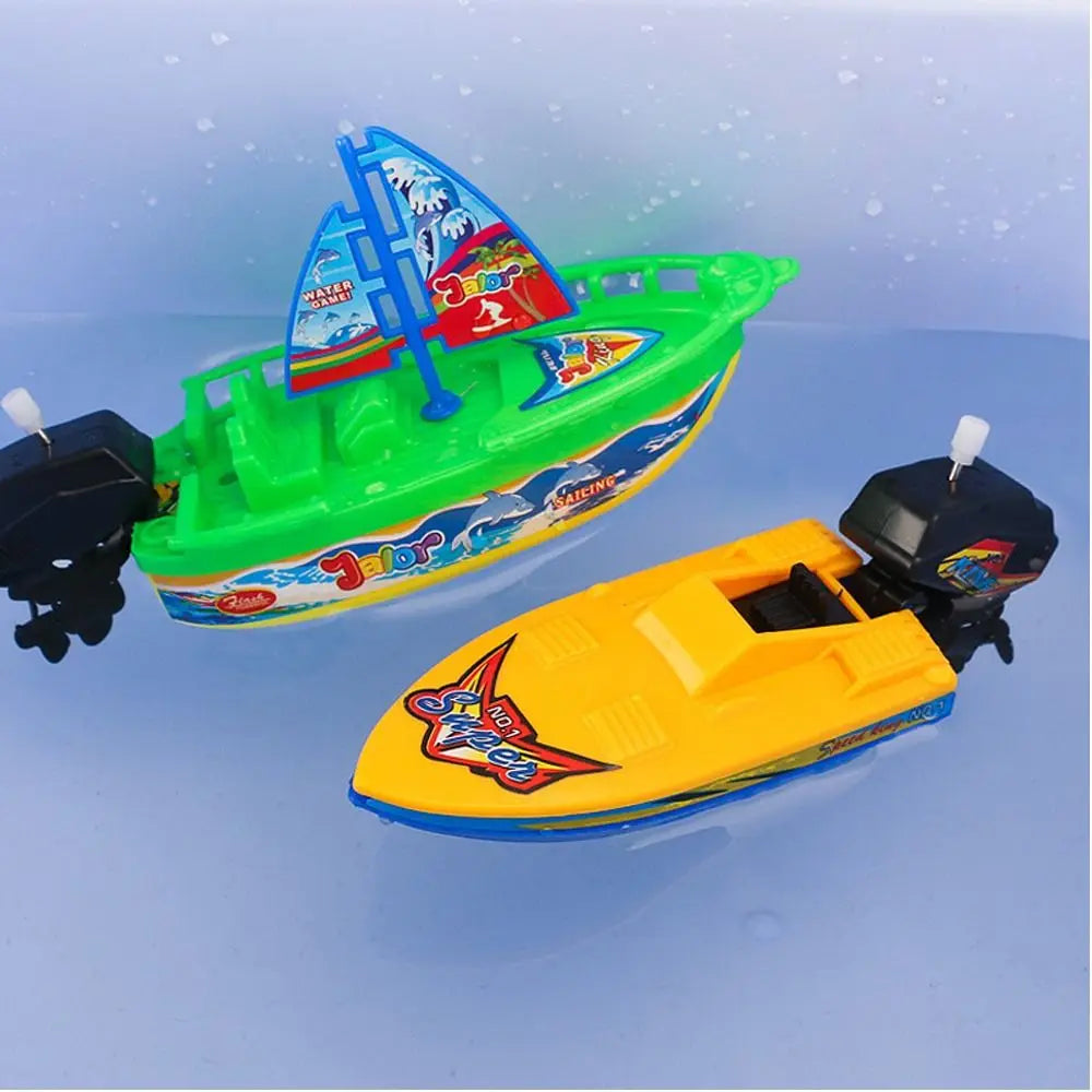 Mini Ship Shower Bath Toy Motorboat Clockwork Wind Up Toy Float in Water Kid Toys Speed Boat Ship Toys Summer