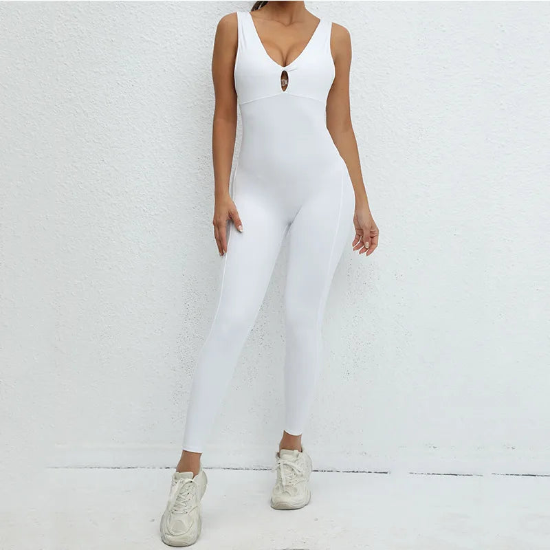 New Sportswear Woman Gym Fitness Overalls Sporty Jumpsuit Women Sport Sets Women Yoga Pants Clothes One Piece OutfitGirl  Back