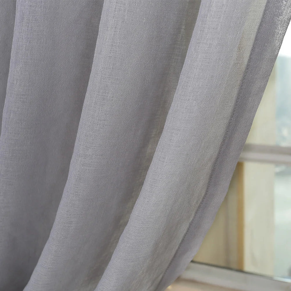 Cheap Gray Tulle Curtain Sheer Linen Curtains For Living Room Bedroom Kitchen Voile Tulle Sheer Curtains Window Treatments