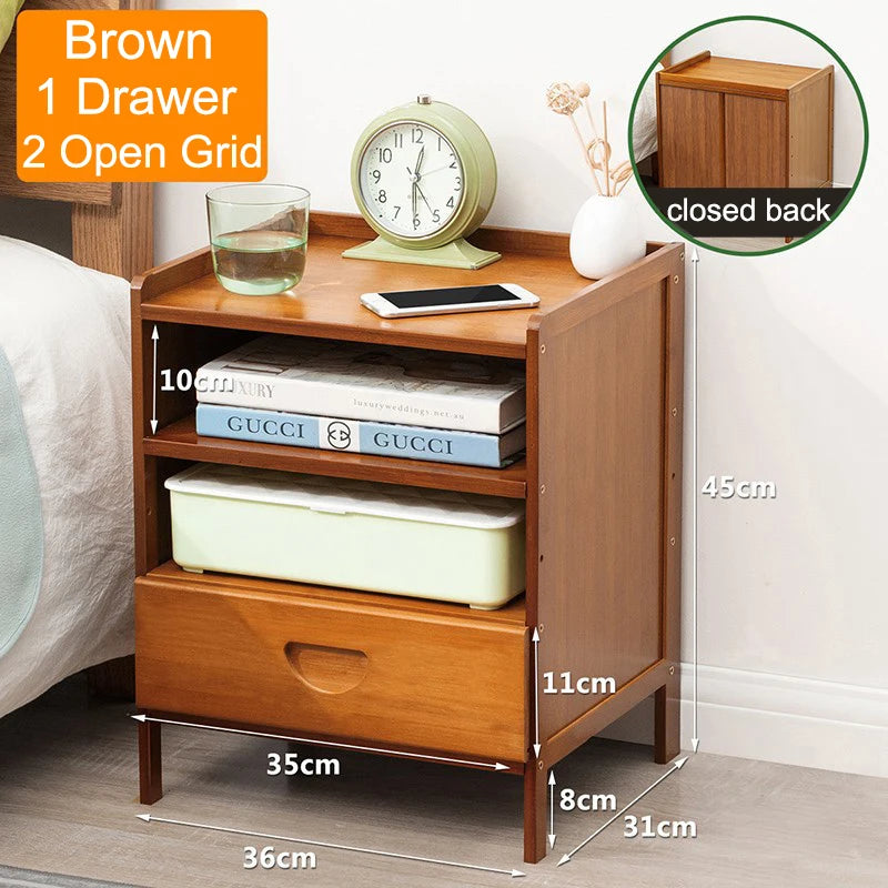 Bamboo Nightstands, Bedside Tables with Open Storage Compartments, Modern Side Table, Easy To Assemble End Table for Bedroom