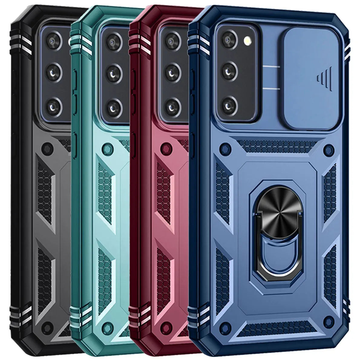 For Samsung Galaxy S20 FE 5G Phone Case Hybrid Rugged Ring Kickstand Card Slot Camera Protection Shockproof Protective Cover