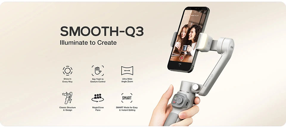 ZHIYUN Official SMOOTH Q3 Gimbal Smartphone 3-Axis Phone Gimbals Portable Stabilizer for iPhone 14 pro max/Xiaomi/Huawei