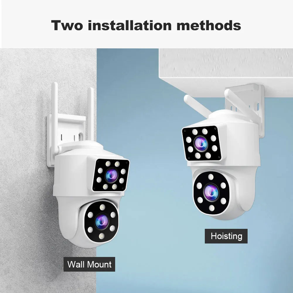 SriHome 2MP Wifi PTZ Camera SH063 Dual Lens Dual Screen Outdoor Wireless Security IP Auto Tracking Street Surveillance Camera