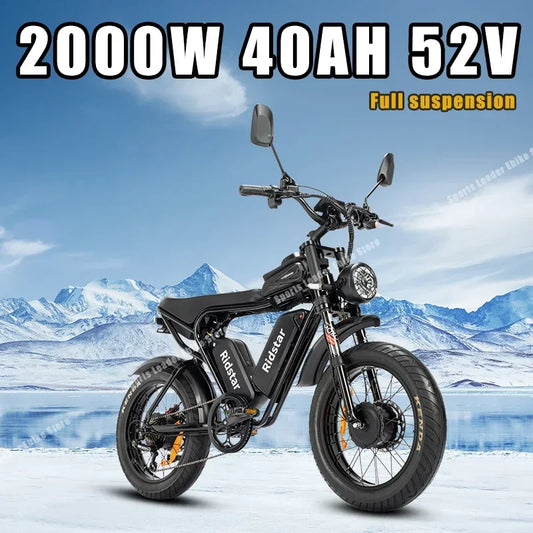 Electric Bicycle 2000W Powerful Motor 52V40AH Removable Battery Oil Brake 20*4.0inch Fat Tire Ebike Snow Mountain Electric Bike