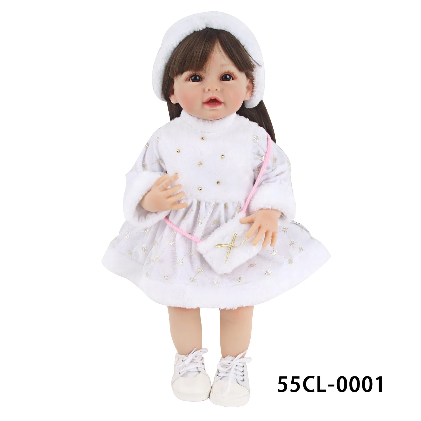 55CM 22 Inches Baby Reborn Girl Doll Full Body Soft Silicone Cute Newborn Dolls With Shoes,Clothes Girl's Best Gift Festival Toy