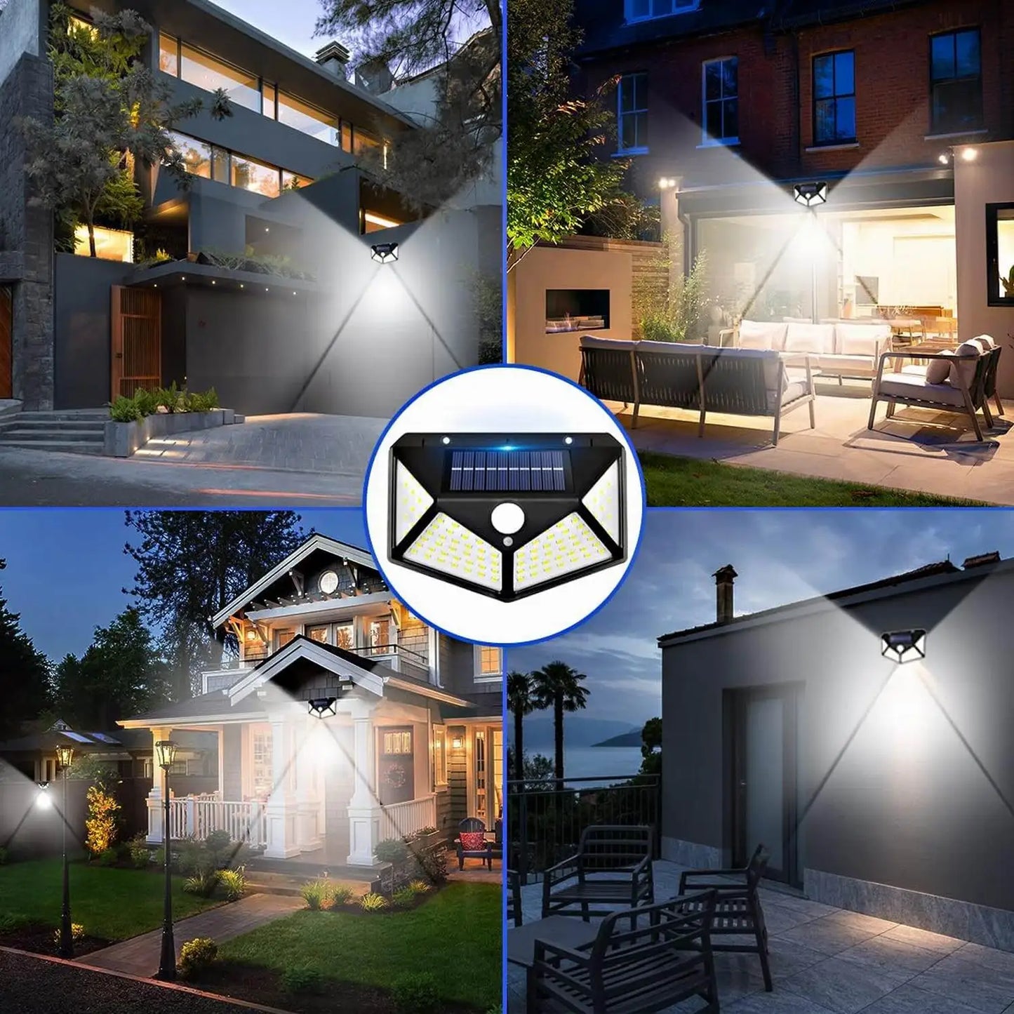 Solar Lights Outdoor 6 Pack, 100LED/3 Modes 270° Lighting Angle Motion Sensor Security Lights, IP65 Waterproof