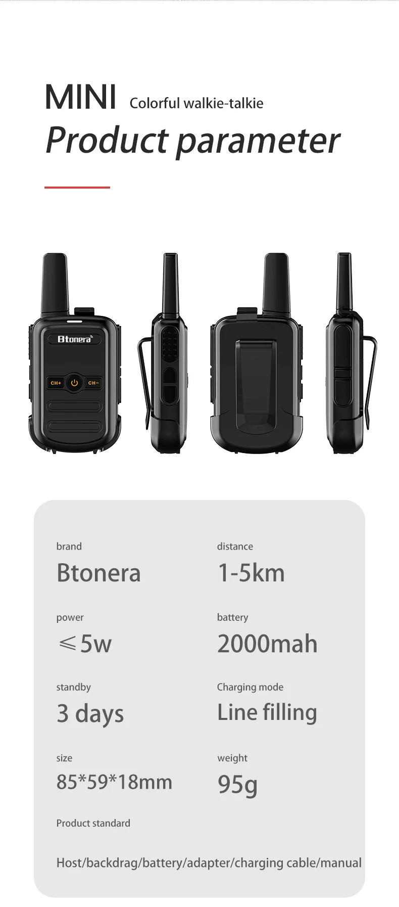 Mini Walkie Talkie Btonera BT-310 Portable Two Way Radio PMR FRS Radio Comunicador Long range Kids Walkie-Talkie for Hotel Busin