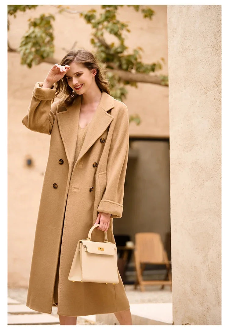 Women's Coat Double-sided 10% Cashmere 90% Wool Women's Long Coat Jacket, 2024 Winter New Long Cashmere Coat Women