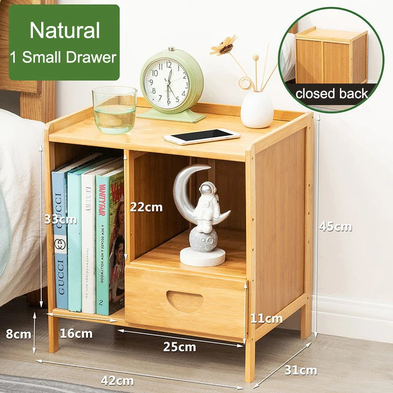 Bamboo Nightstands, Bedside Tables with Open Storage Compartments, Modern Side Table, Easy To Assemble End Table for Bedroom