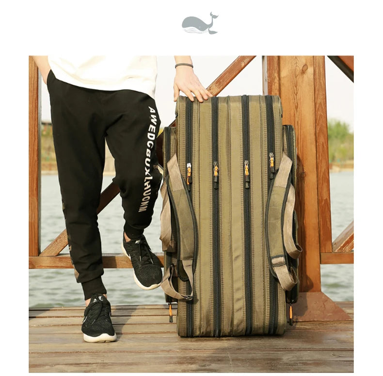 Multifunctional Hard Spinning Fishing Rod Bag 2/3/4 Layers 80CM-130CM Fishing Tackle Bags 1680D Oxford Reel Gear Storage Case