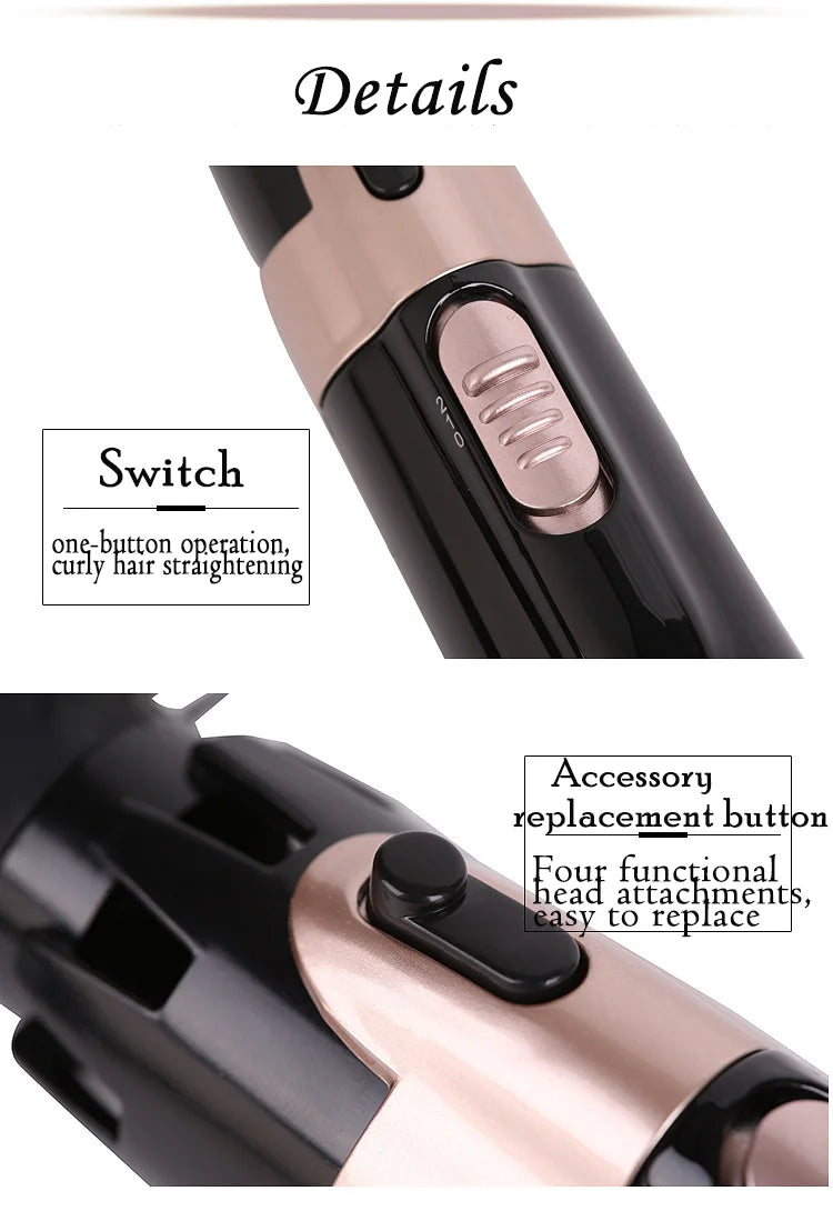 Portable electric hot air comb 4-in-1 hot air comb one-step hair dryer and curling iron fast straightener Hot air comb