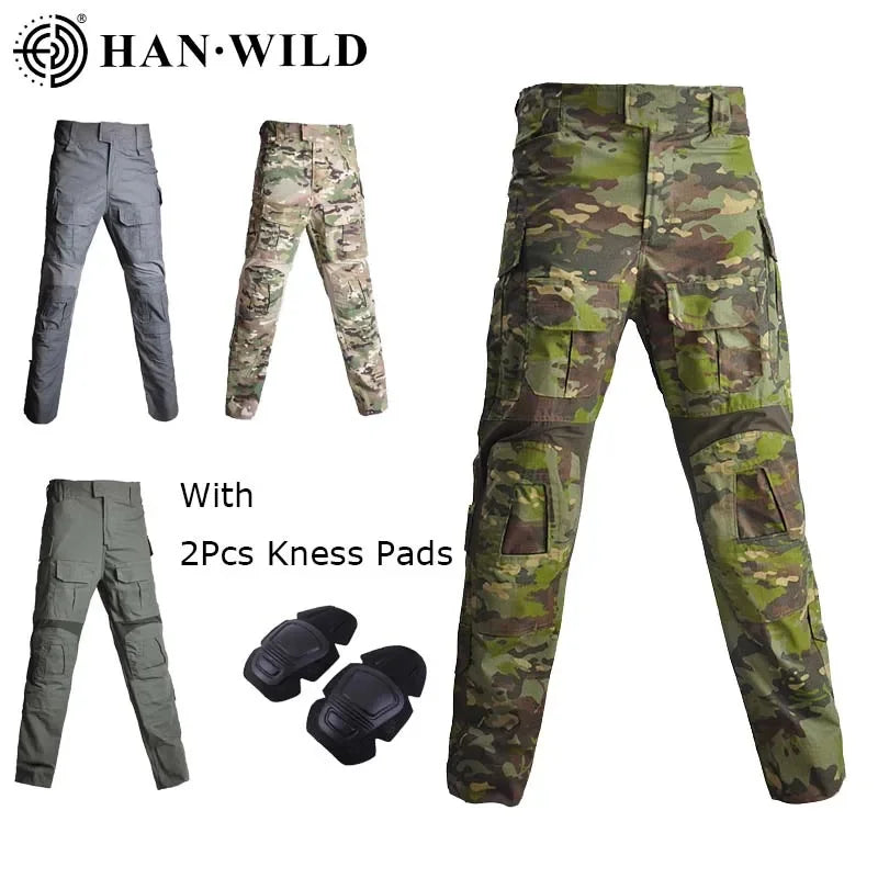 G3 Combat Pants with Pads Elastic Military Pant Tactical Gear Army Camo Outdoor Tactic Airsoft Cargo Casual Work Trouser