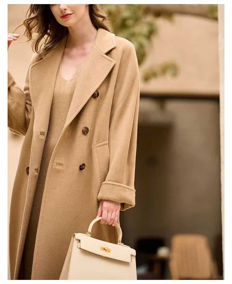 Women's Coat Double-sided 10% Cashmere 90% Wool Women's Long Coat Jacket, 2024 Winter New Long Cashmere Coat Women