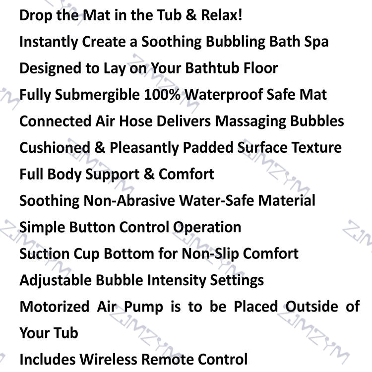 Home Ultrasonic Spa Machine Bubble Bath Spa with Warm Air PVC Mat AC110-120V/AC220V-240V 50HZ-60HZ 700W 75L/S