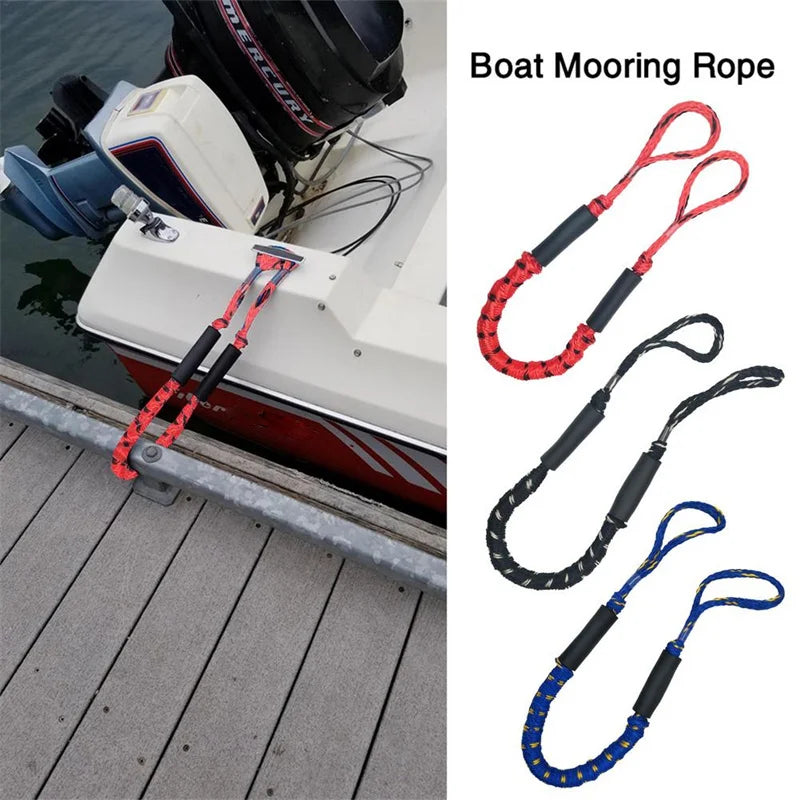 2pcs Safety Dock Mooring Ropes 4FT Elastic Stretchable Kayak Docking Ropes Boat Accessories