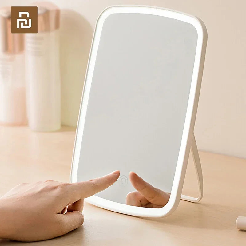 Youpin LED Cute Makeup Mirror Jordan Judy Intelligent Portable Rechargeable Touch-Screen Lighted Desktop Cosmetic Mirrors