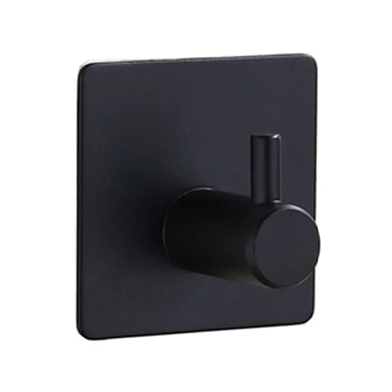 Aluminum Alloy Black Robe Hook Wall Hook Towel Hook For Bathroom Coat Self Adhesive Rustproof Hook Hanger For Kitchen Hardware