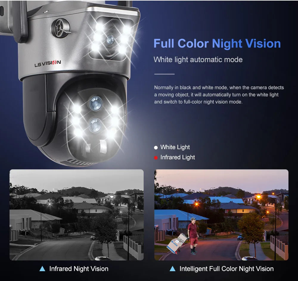 LS VISION 12MP 4G/WiFi Dual Screen Solar Camera Outdoor 10X Zoom 6K Three Lens Human Auto Tracking Surveillance Camera V380 Pro