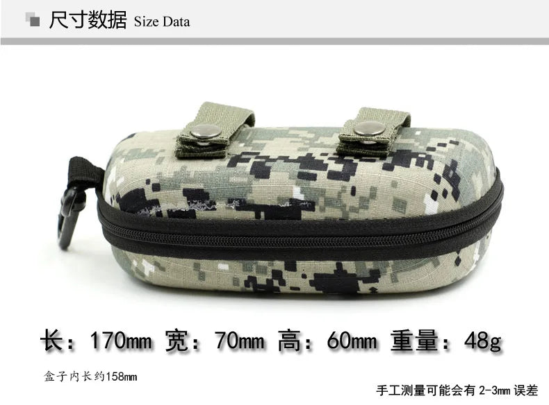 Tactical Camouflage Sunglasses Box Zipper Goggle Box Glasses Storage Case Outdoor Eyewear Accessory Bag Camping Gear