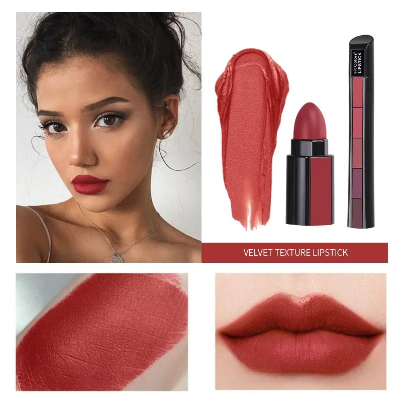 5 in 1 Lipstick Set Lightweight Matte Velvet Long Lasting Combination Lipstick Nourish Moisturizing Professional Lip Makeup