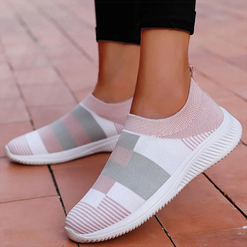 Women Shoes Mix Color Summer Shoes Casual Sneakers Women Elastic Breathe Sport Sneaker Female Flat Shoes Sports Tennis For Lady