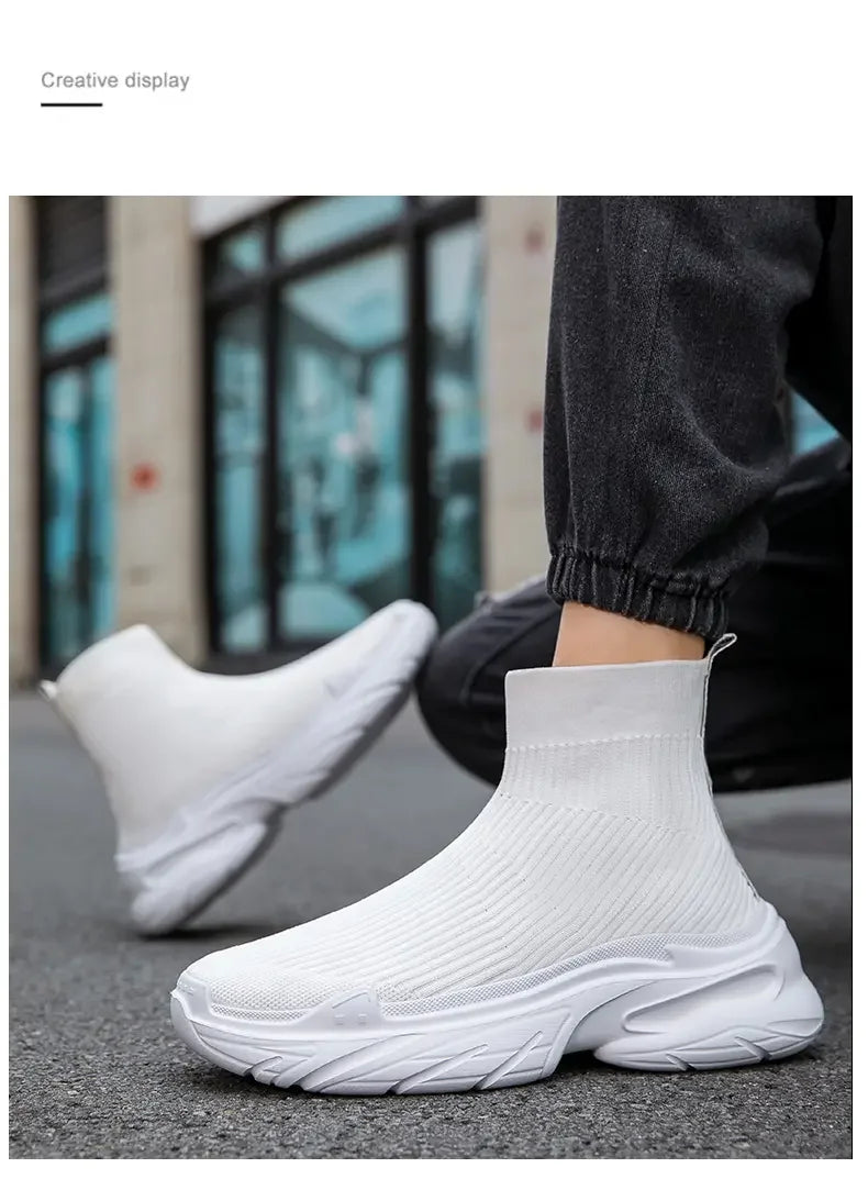 Sneakers for Men Fashion High Top Sock Shoes Autumn New Breathable Casual Shoes Outdoor Platform Anti Slip Walking Shoes 2023