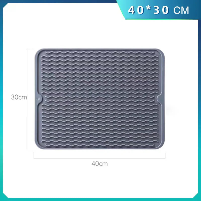 Silicone drying mat, silicone tableware drying mat, heat-resistant and non slip mat, dining table mat, kitchen drainage mat