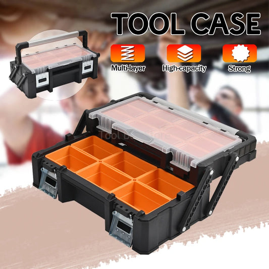 Portable Tool Box Parts Toolbox Large Hardware Tool Organizer 2-Stage Folding Hard Case Screws Storage Box Empty Tool Case