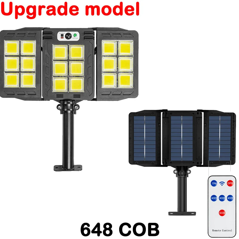 Super Bright Outdoor Solar Lights Motion Sensor Waterproof Street Lamp 800 LED for Lighting Decor Yard with Garden Wall Light