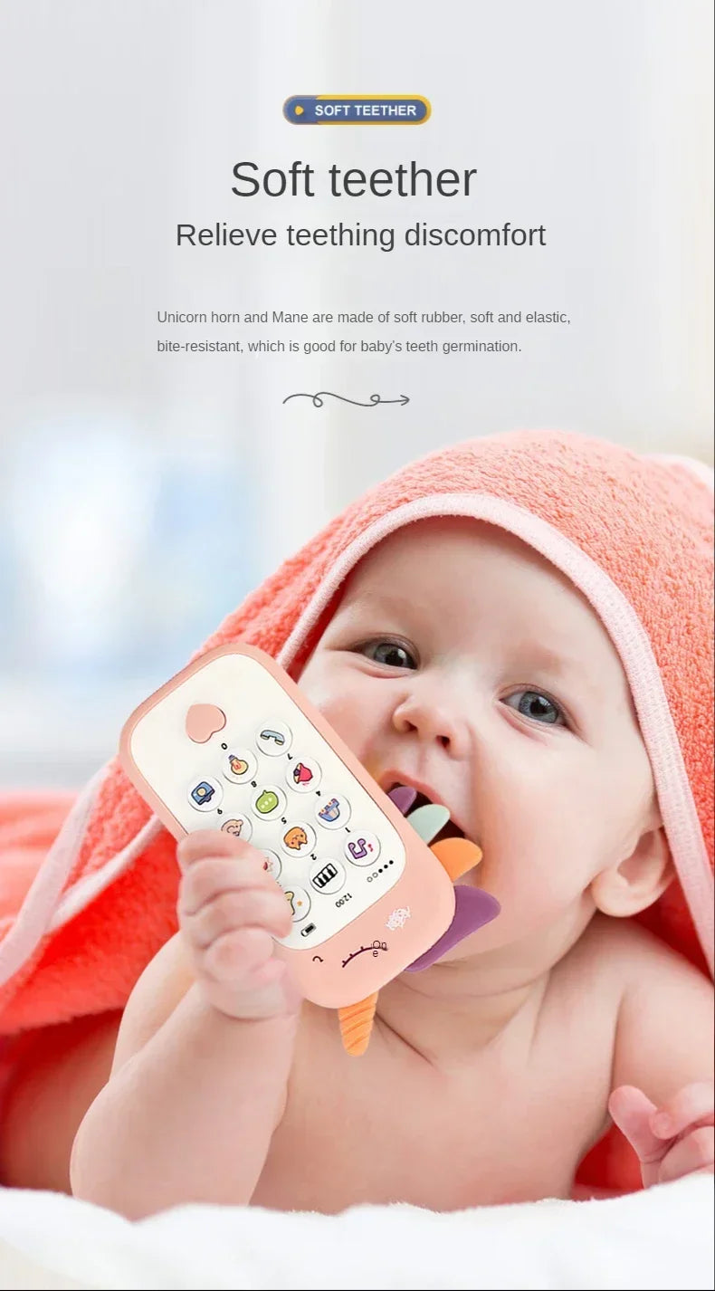 Baby Simulation Phone Toy with Teether Infant Early Education Learning Machine Music Sound Telephone Sleeping Toys for Kids Gift