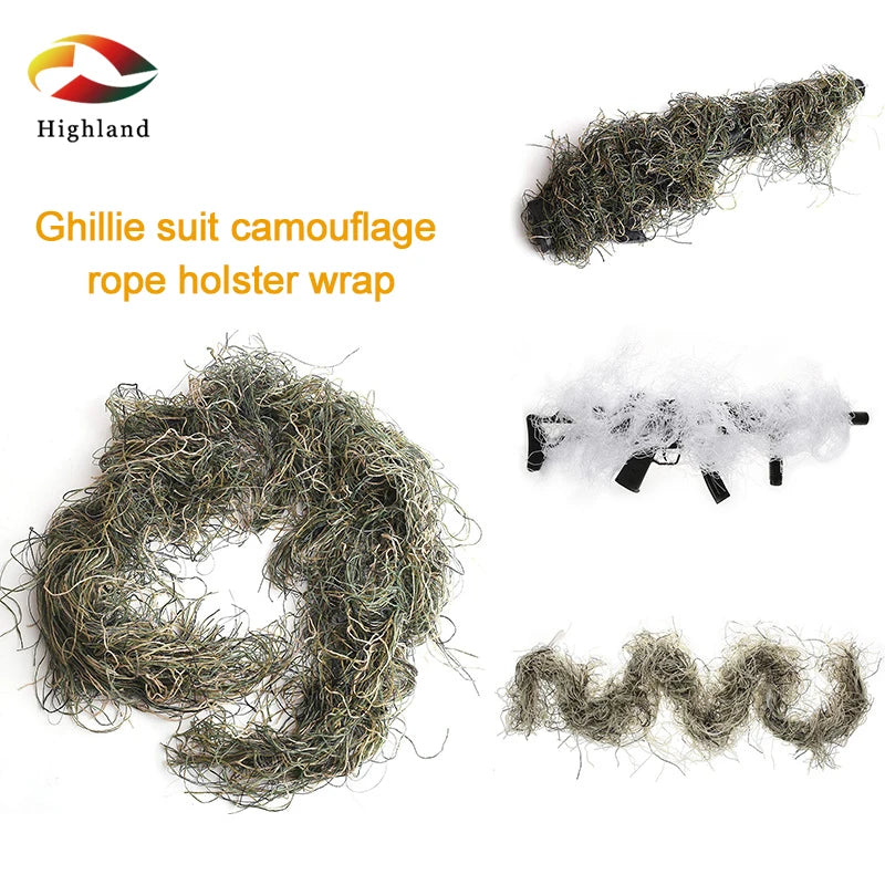 1.2M Elastic Ghillie Clothing Camouflage Rope Holster Wrap Outdoor Tactical Cs Rope Gear Depth  Concealment of Concealed Wool