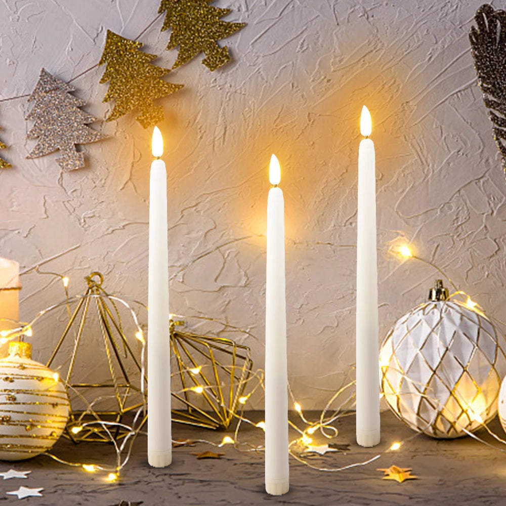 4/1PCS Long Christmas LED Candle Flameless Pointed Candle Light Battery Powered Church Flickering Candle Light Home Decoration