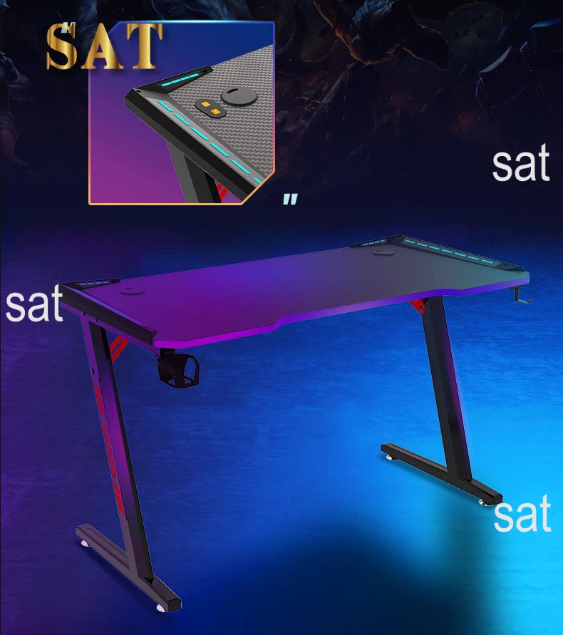 Custom gaming desks black LED RGB PC computer racing table home office computer desk