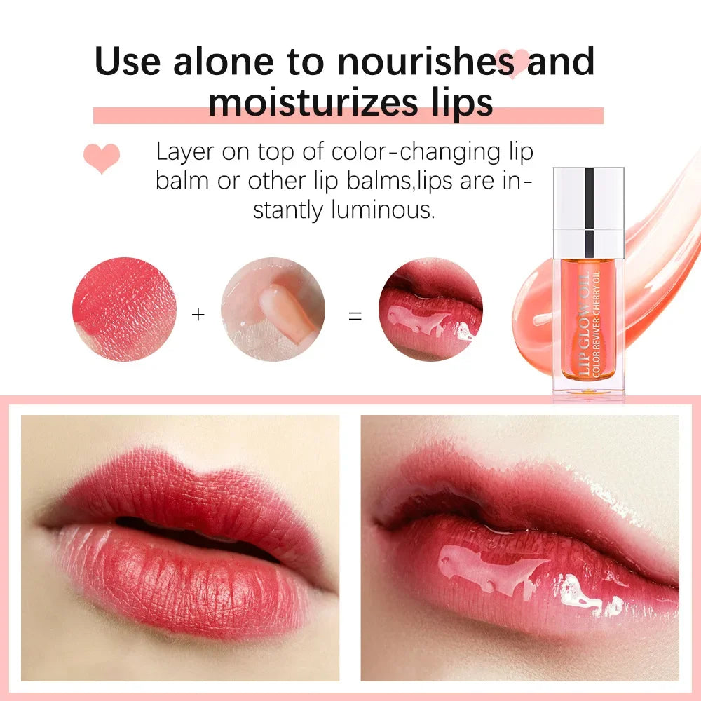 Crystal Jelly Moisturizing Lip Oil Plumping Lip Gloss Makeup Sexy Plump Lip Glow Oil Tinted Lip Plumper 6ml 1 Piece